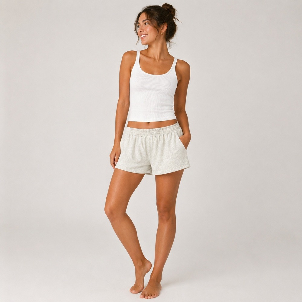 Brandy Melville Heather Grey Lounge Shorts Elastic Waist One Size Casual Sleep